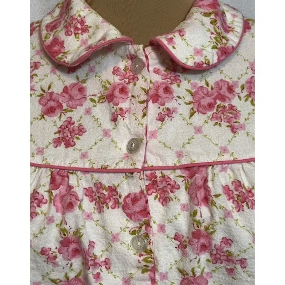 Vtg French Dressing Flannel Nightgown Womens S Pink Made In Hong Kong Cottage - Picture 2 of 5